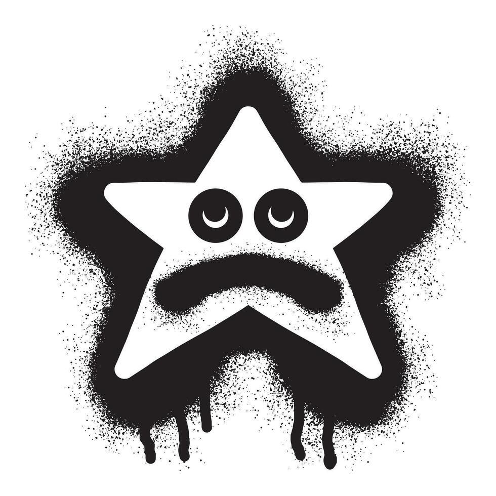 Star Emoticon Graffiti mit schwarz sprühen Farbe vektor