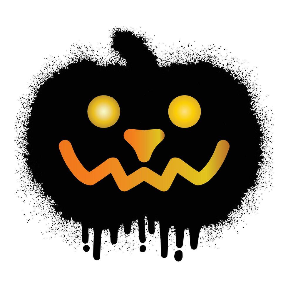 Halloween Kürbis Kopf Graffiti mit schwarz sprühen Farbe vektor