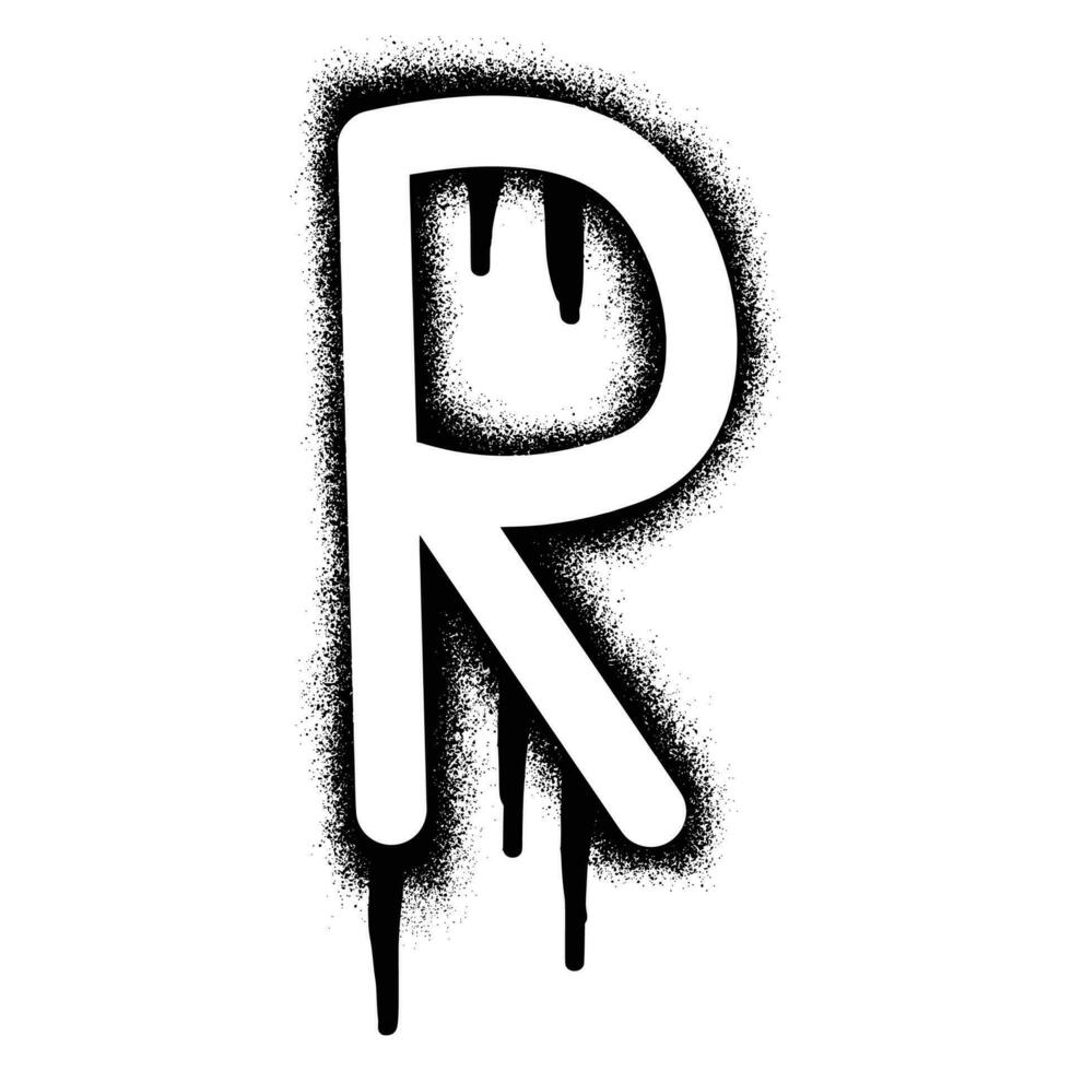 alfabet brev r stencil graffiti med svart spray måla vektor