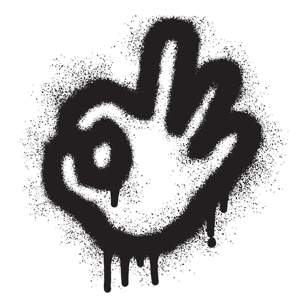 in Ordnung Hand Symbol Graffiti mit schwarz sprühen Farbe vektor