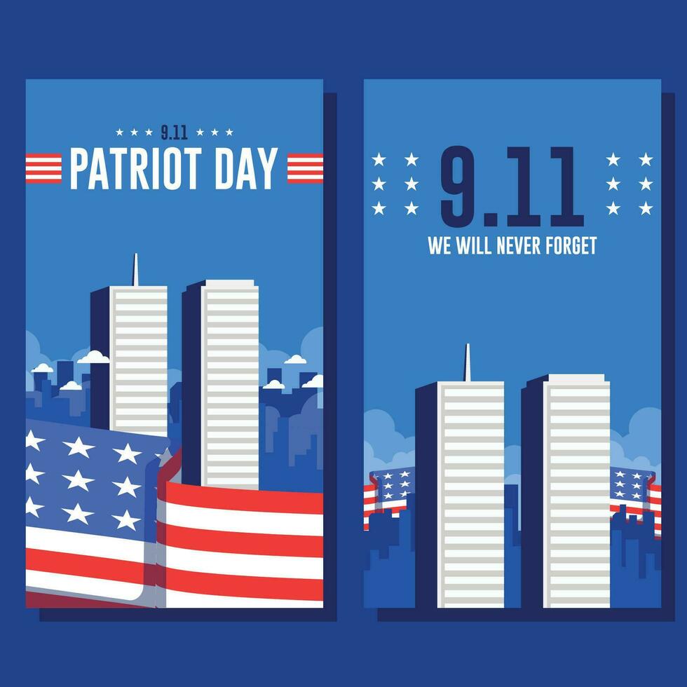 9 11 Patriot Tag eben Vertikale Banner Hintergrund Vorlage vektor