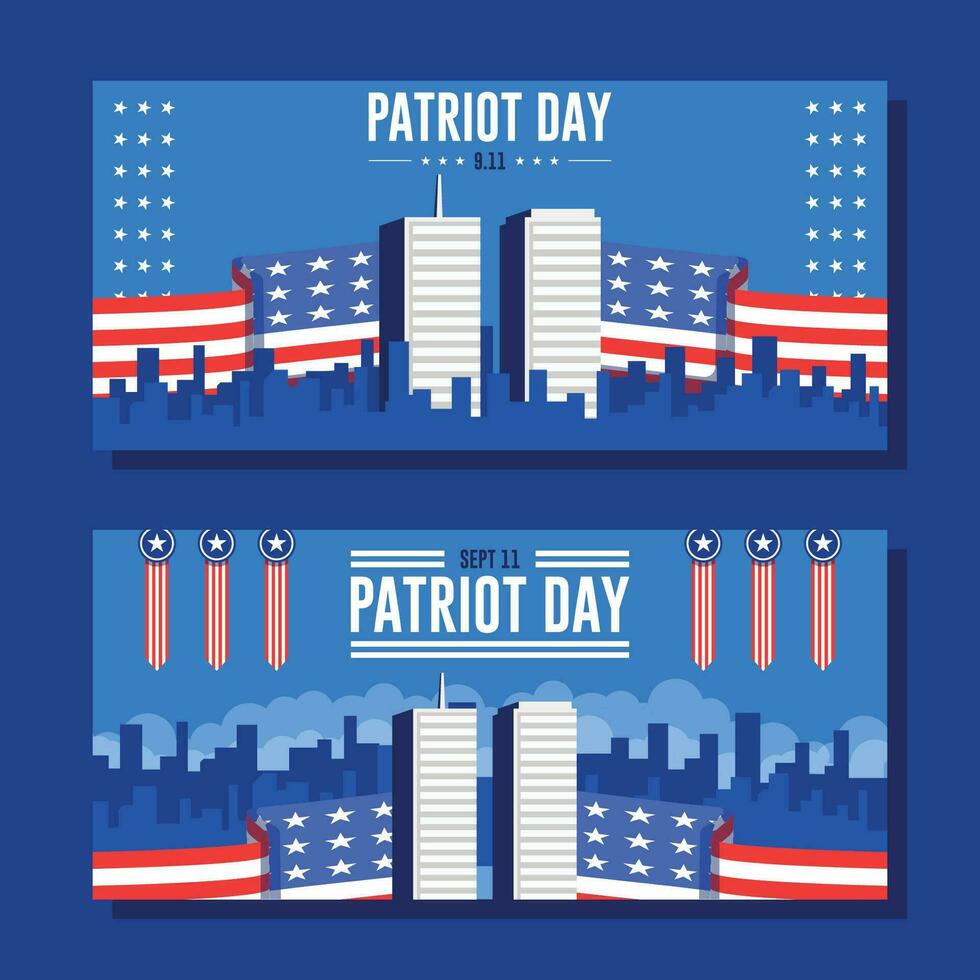 9 11 Patriot Tag eben horizontal Banner Hintergrund Vorlage vektor