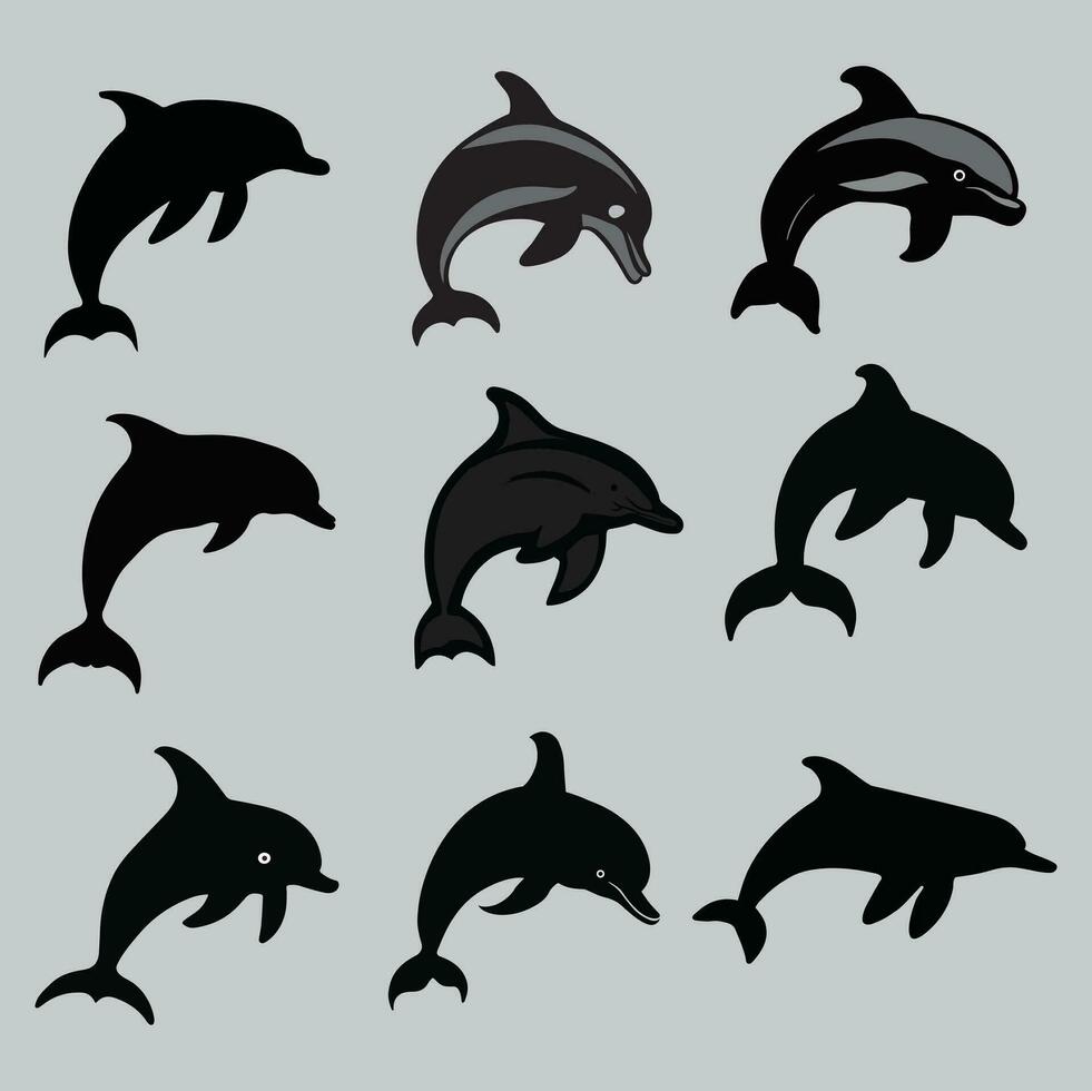 Silhouette einstellen von Delfine Vektor Symbol