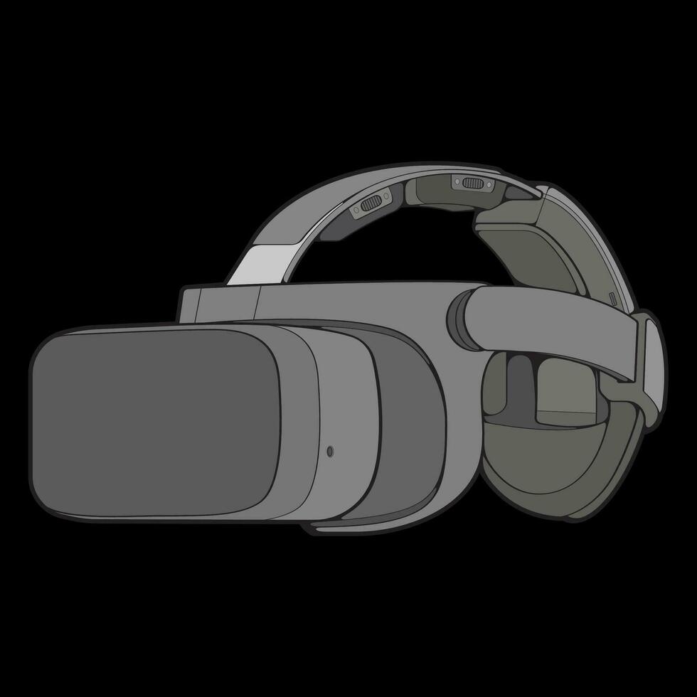 virtuell verklighet headsetet färg teckning vektor, virtuell verklighet headsetet dragen i en skiss stil. färg virtuell verklighet headsetet utbildare mall översikt, vektor illustration.