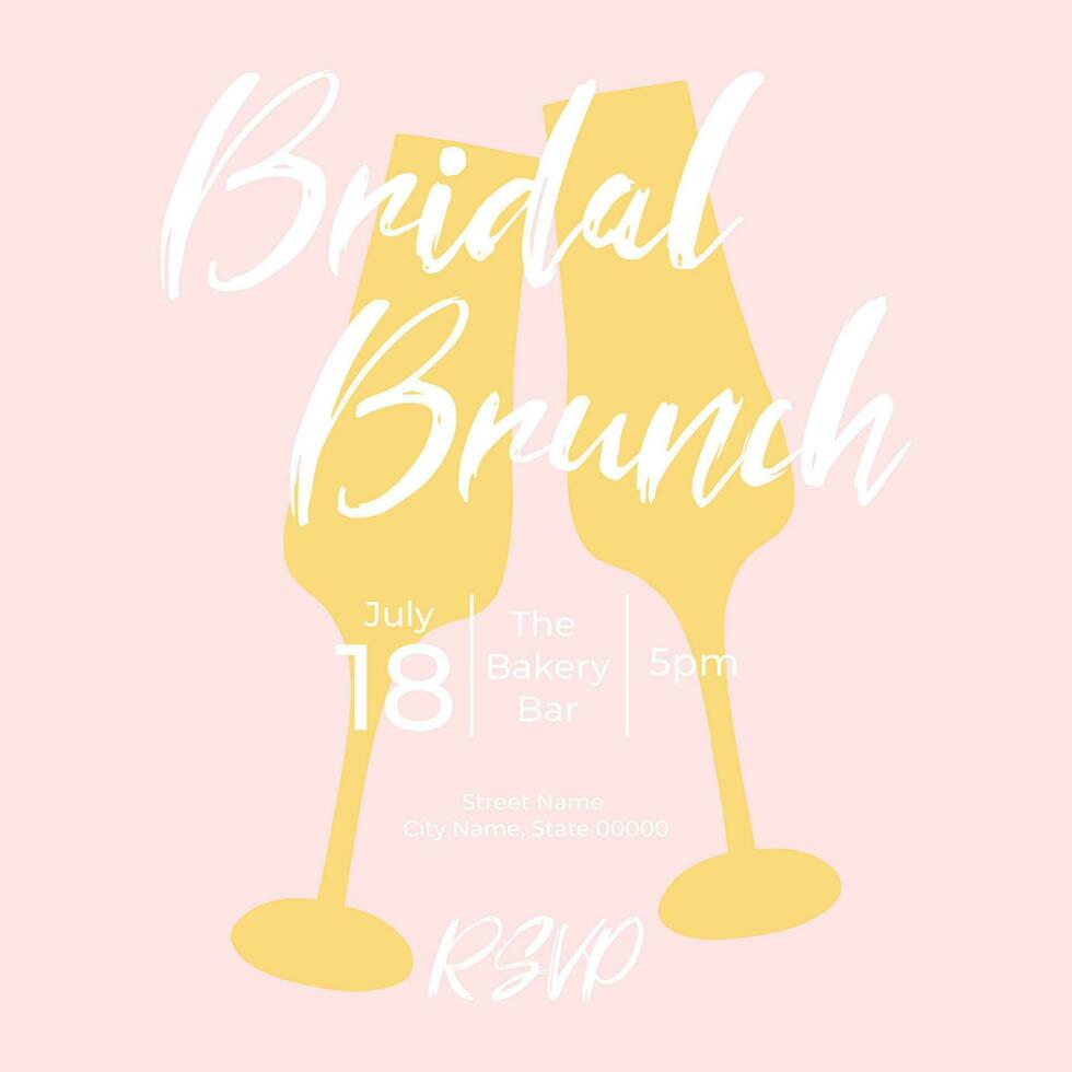 einladend Braut- Brunch mit Brille von Champagner. Bachelorette Party Einladung Vorlage. Vektor Illustration. Blase Brunch.