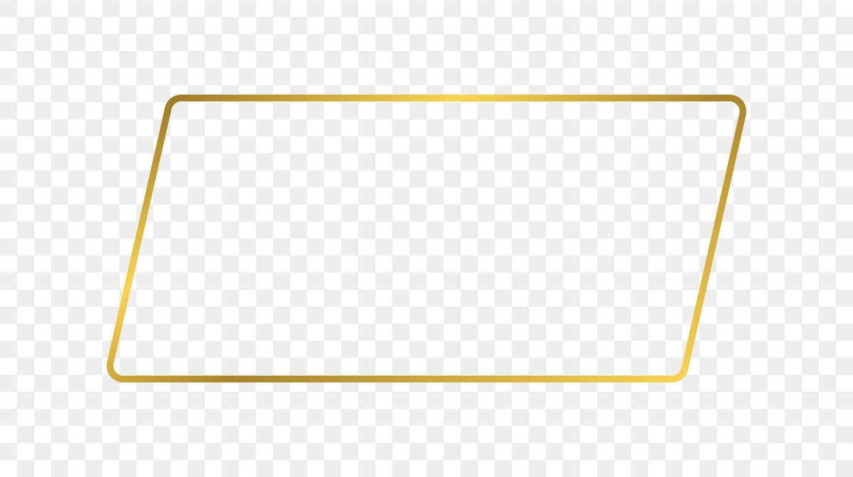 Gold glühend gerundet rechteckig gestalten Rahmen isoliert auf Hintergrund. glänzend Rahmen mit glühend Auswirkungen. Vektor Illustration.