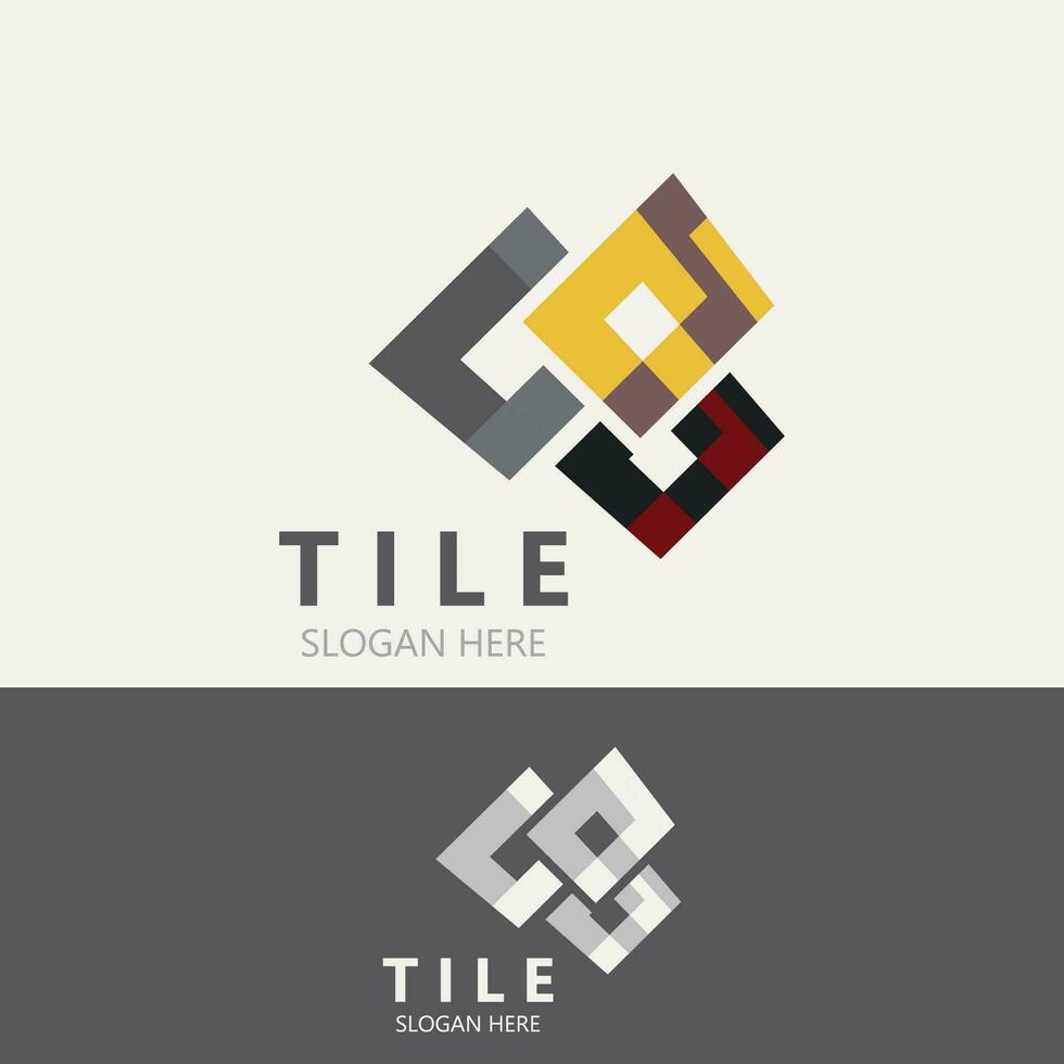 elegant Fliese Bodenbelag Logo Design Geschäft Geschäft Gebäude Vorlage vektor