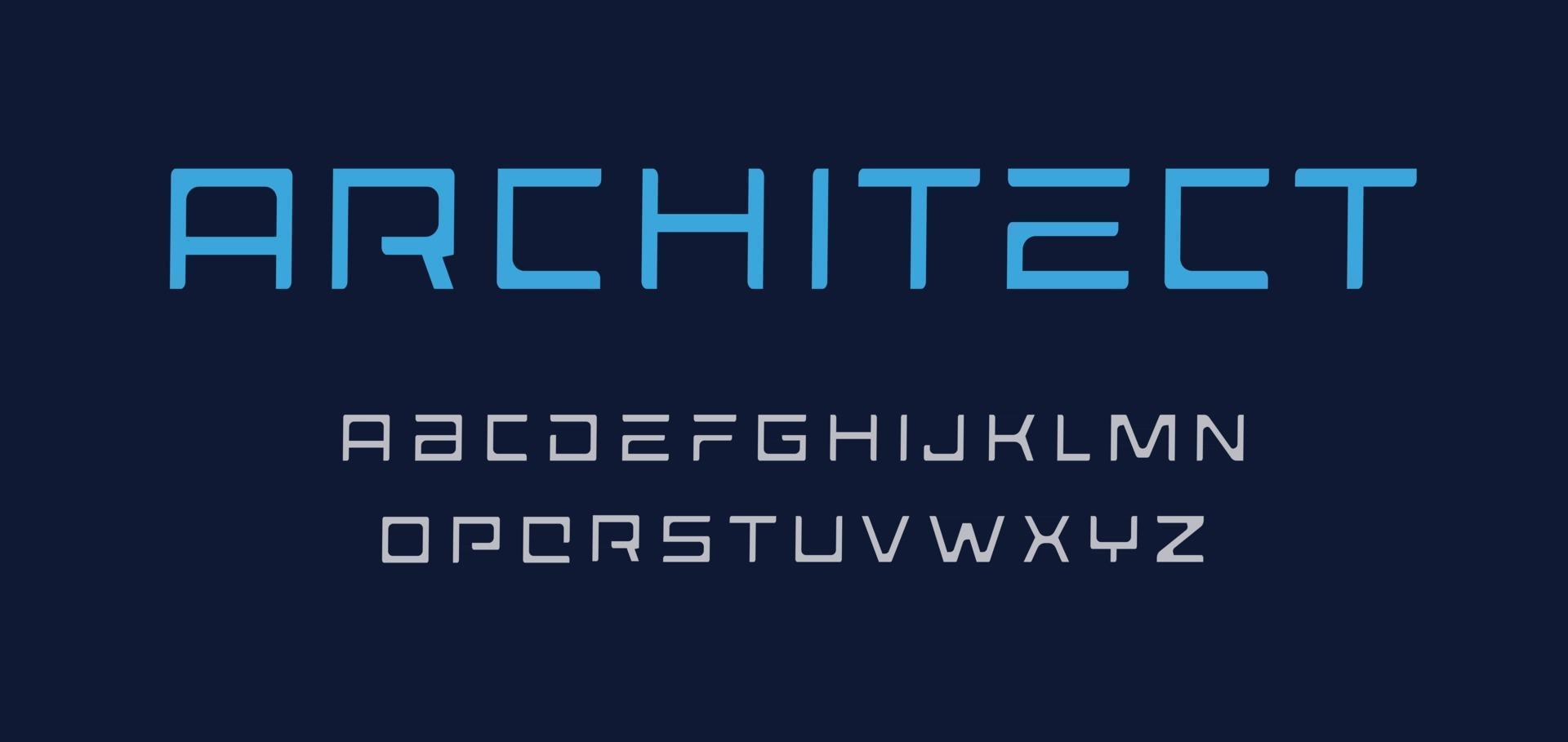 geometrische Buchstaben eingestellt. Alphabet im Architektenstil. Techno-Großbuchstaben für Logos, Banner-Monogramm und Poster. Vektortypografie-Design vektor