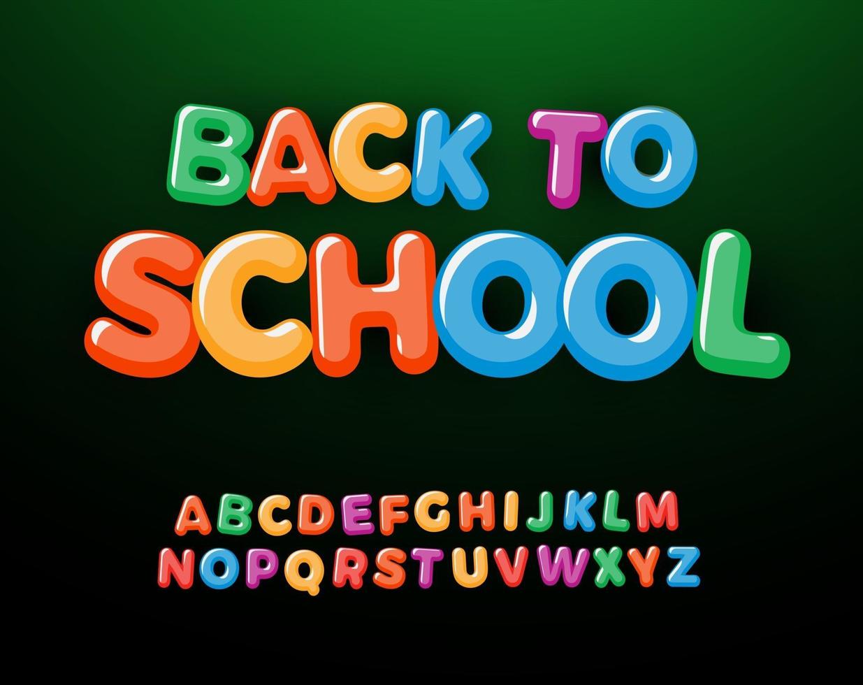 zurück zu schule buchstaben und zahlen gesetzt. Kinder Bildung Stil Alphabet. Schriftart für Veranstaltungen, Werbeaktionen, Logos, Banner, Monogramm und Poster. Vektortypografie-Design vektor