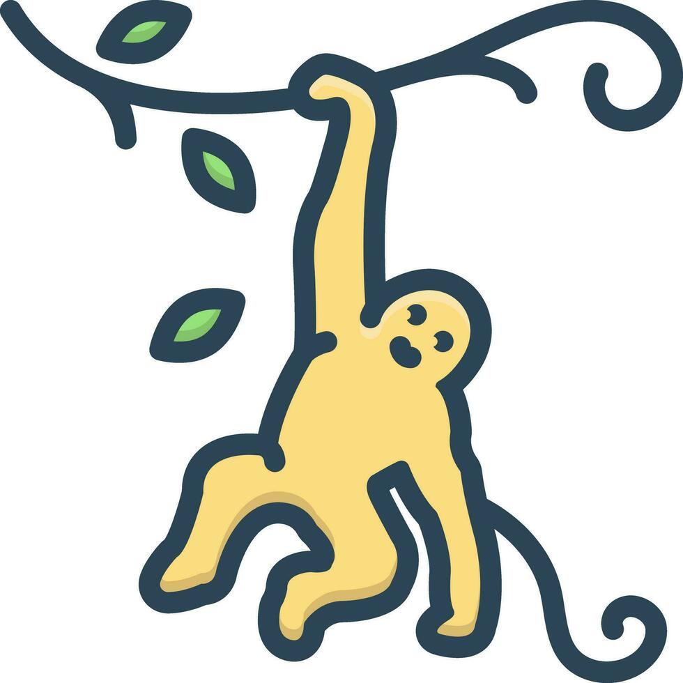 Färg ikon för apa på träd vektor