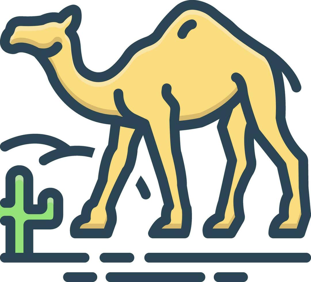 Färg ikon för kamel i öken- vektor