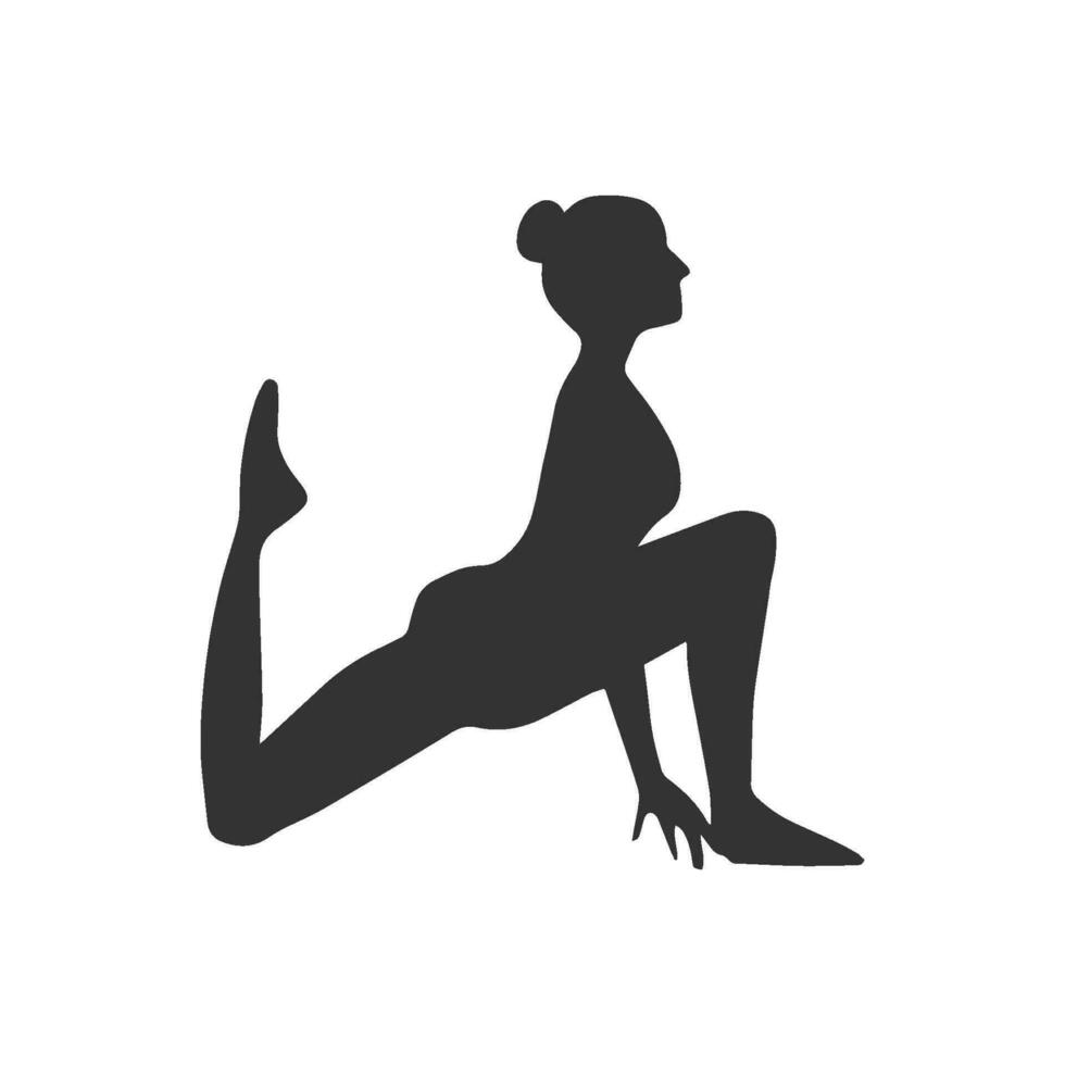 schlank sportlich jung Frau tun Yoga Fitness Übungen. gesund Lebensstil. Vektor Silhouette Abbildungen Design isoliert auf Weiß Hintergrund zum T-Shirt Grafik, Symbole, Netz, Poster, drucken