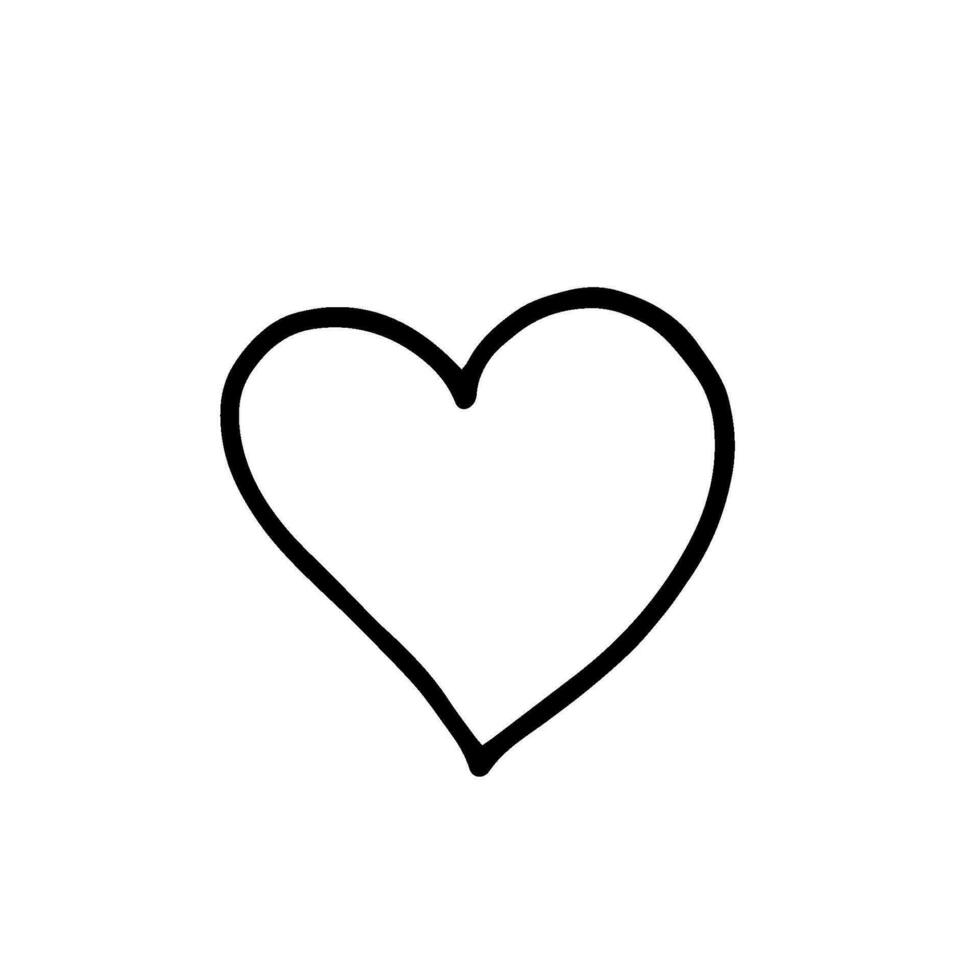 Herz Illustration. Weiß Hintergrund. schwarz Umriss. das Linie im das bilden von Herz. Vorlage zum Valentinstag s Tag Banner, Poster, Gruß Karten. Minimalismus. vektor