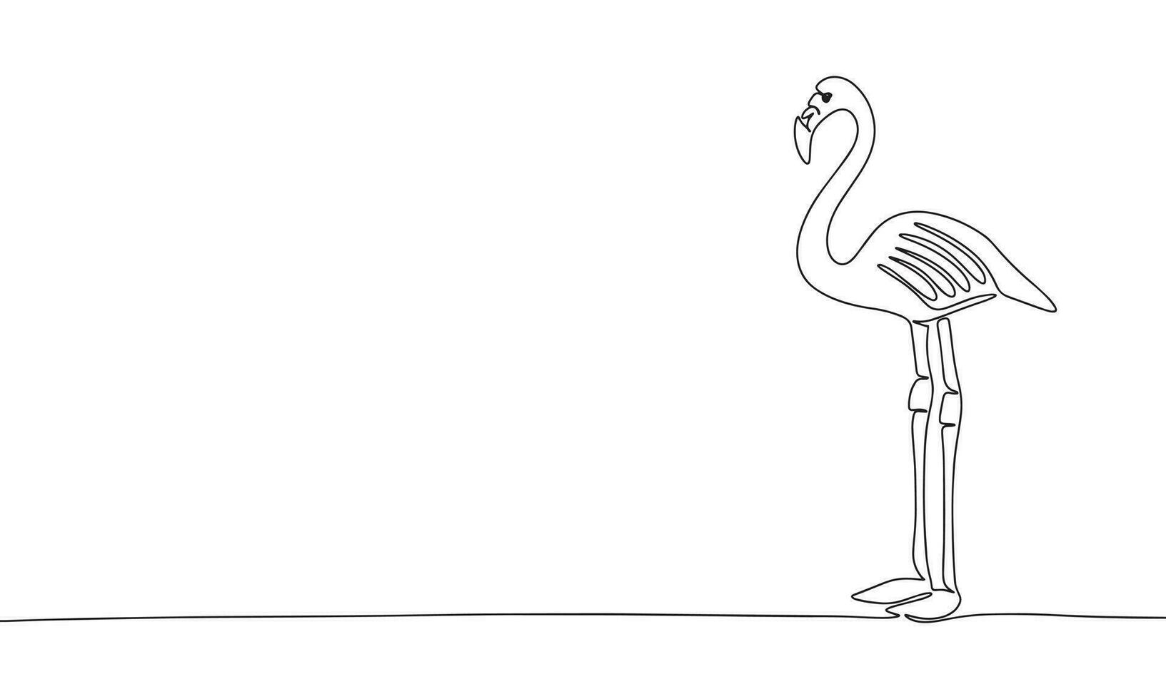 flamingo fågel. ett linje kontinuerlig begrepp flamingo fågelbanner. linje konst, översikt, silhuett, vektor illustration.