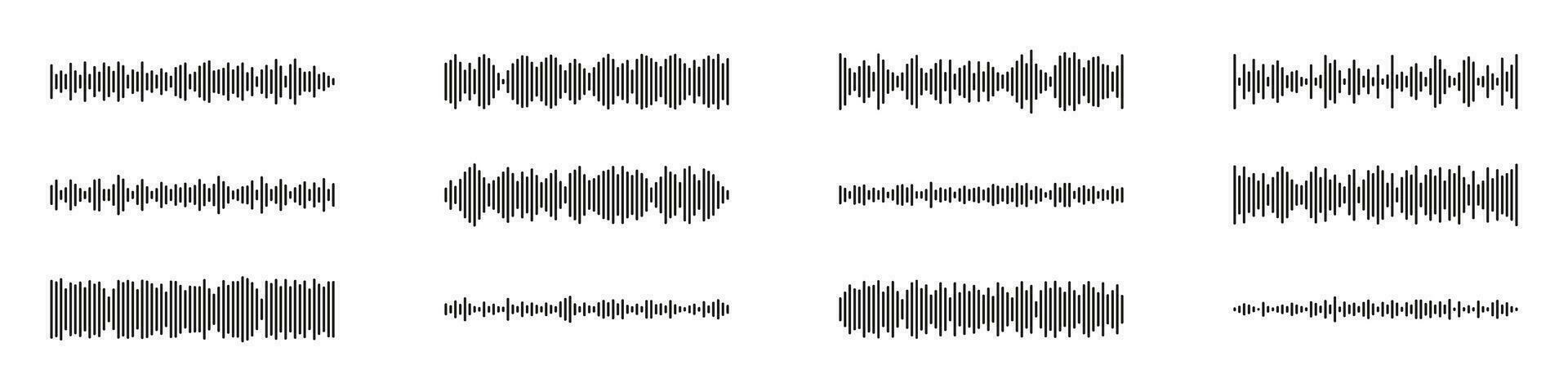 Stimme Aufzeichnung Symbol Satz. Klang Welle Symbol Satz. Vektor Illustration