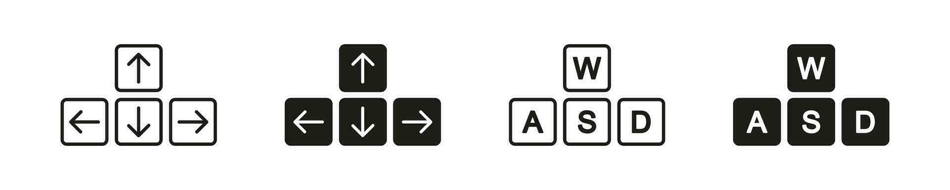 Tastatur Taste Symbol Satz. Taste Pfeil und wasd einstellen Symbol. Vektor Illustration