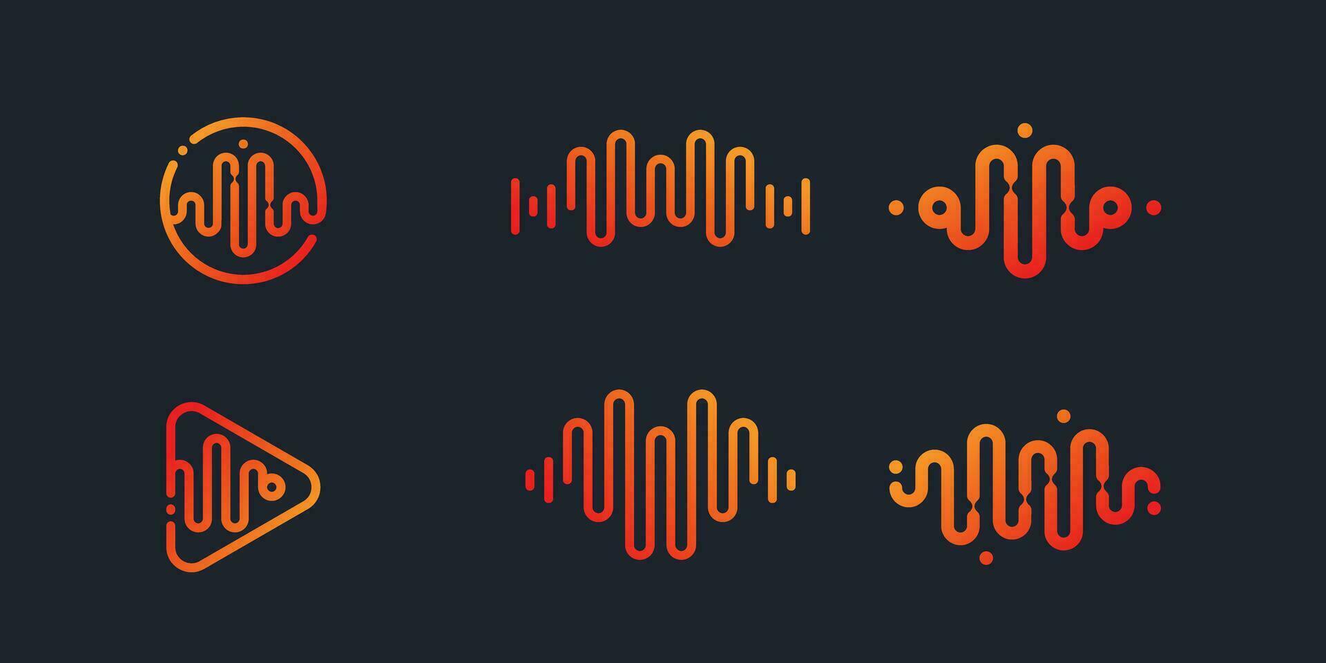 uppsättning av musik logotyp begrepp med modern stil premie vektor