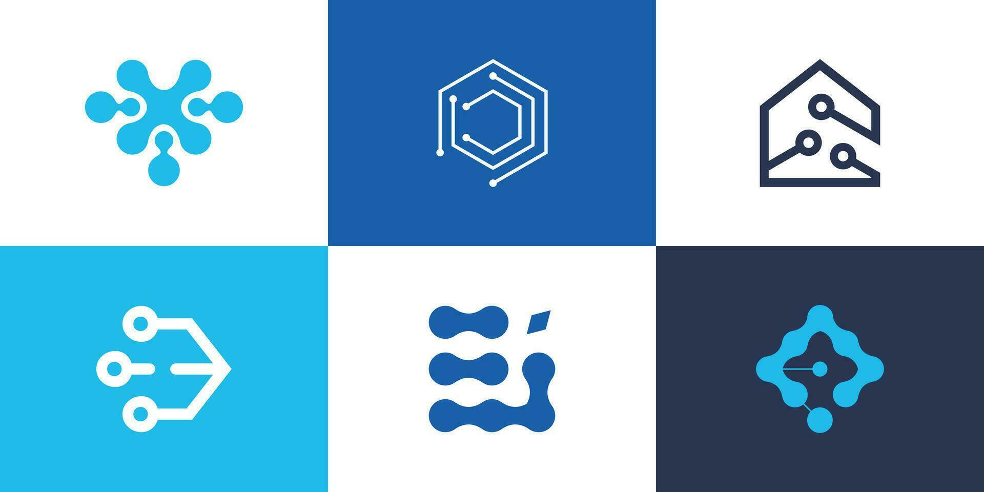 uppsättning av tech logotyp med kreativ aning begrepp vektor