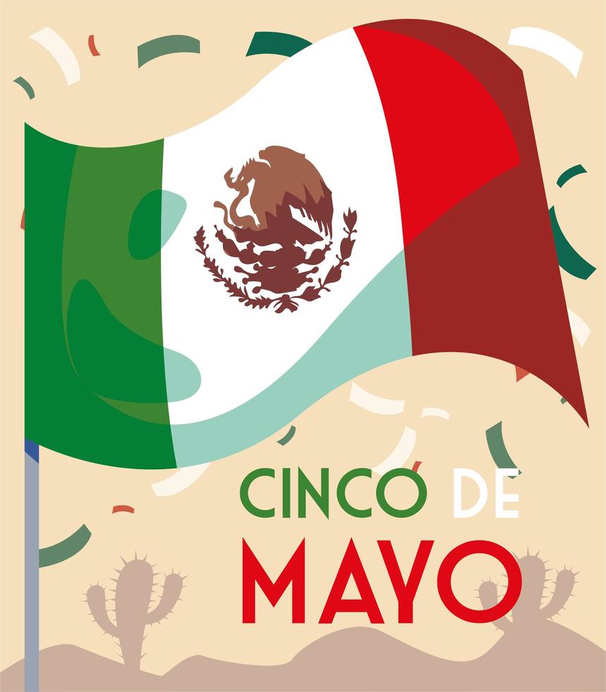 Cinco de Mayo mit mexikanischer Flagge beschriften vektor