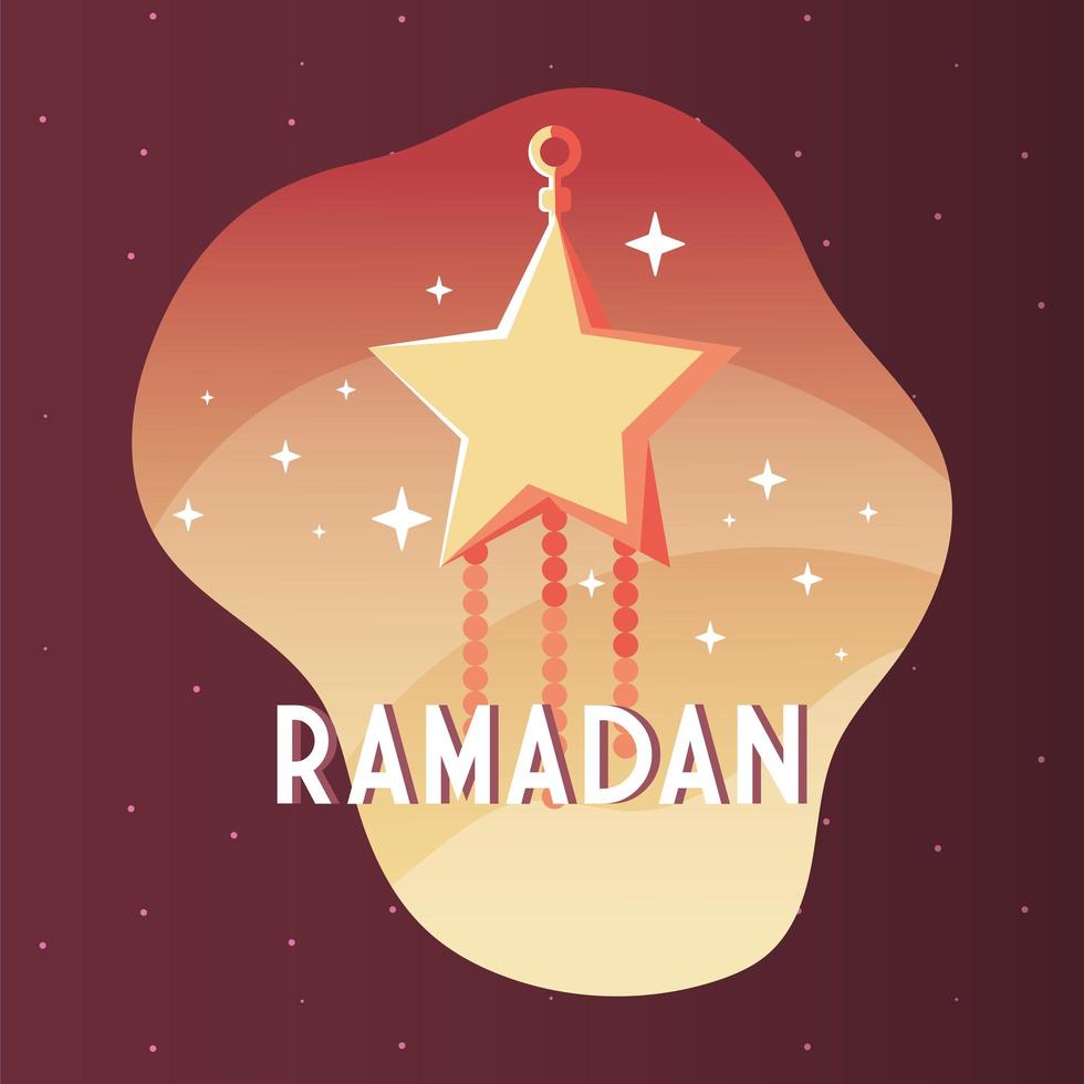 stjärnguld med etikett ramadan vektor