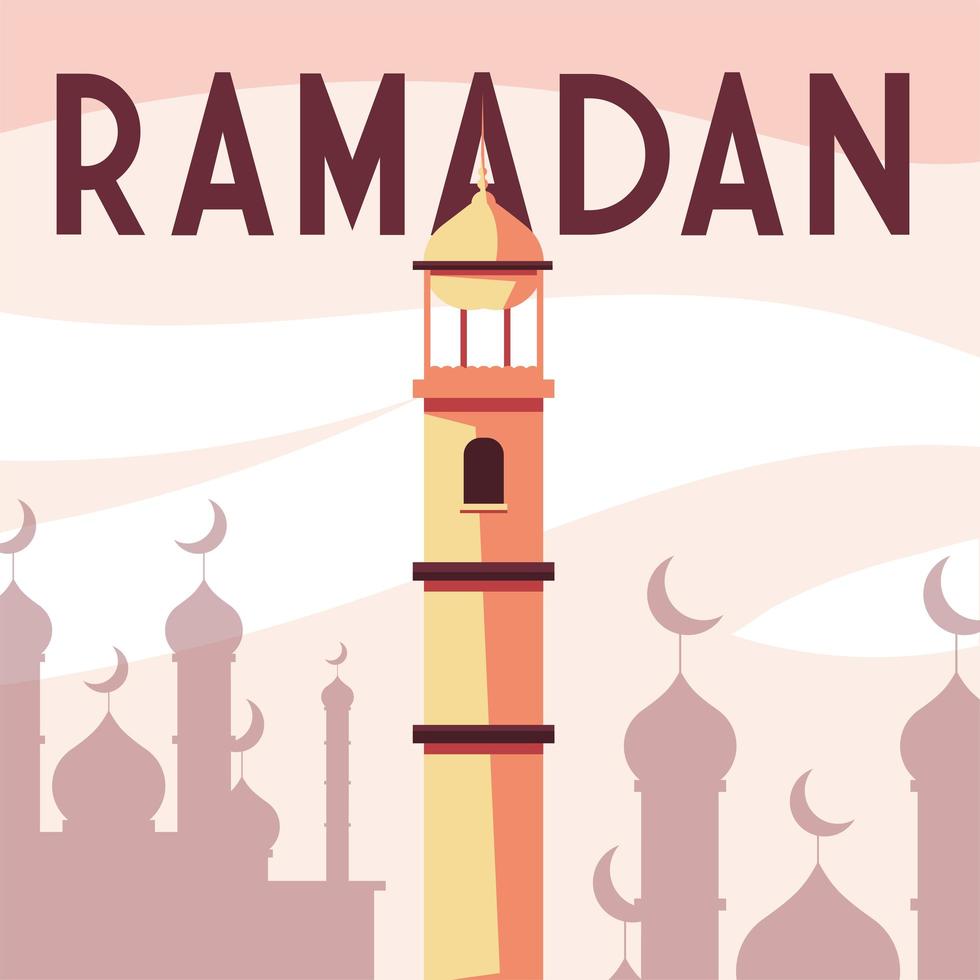 Moscheegebäude mit dem Label Ramadan vektor