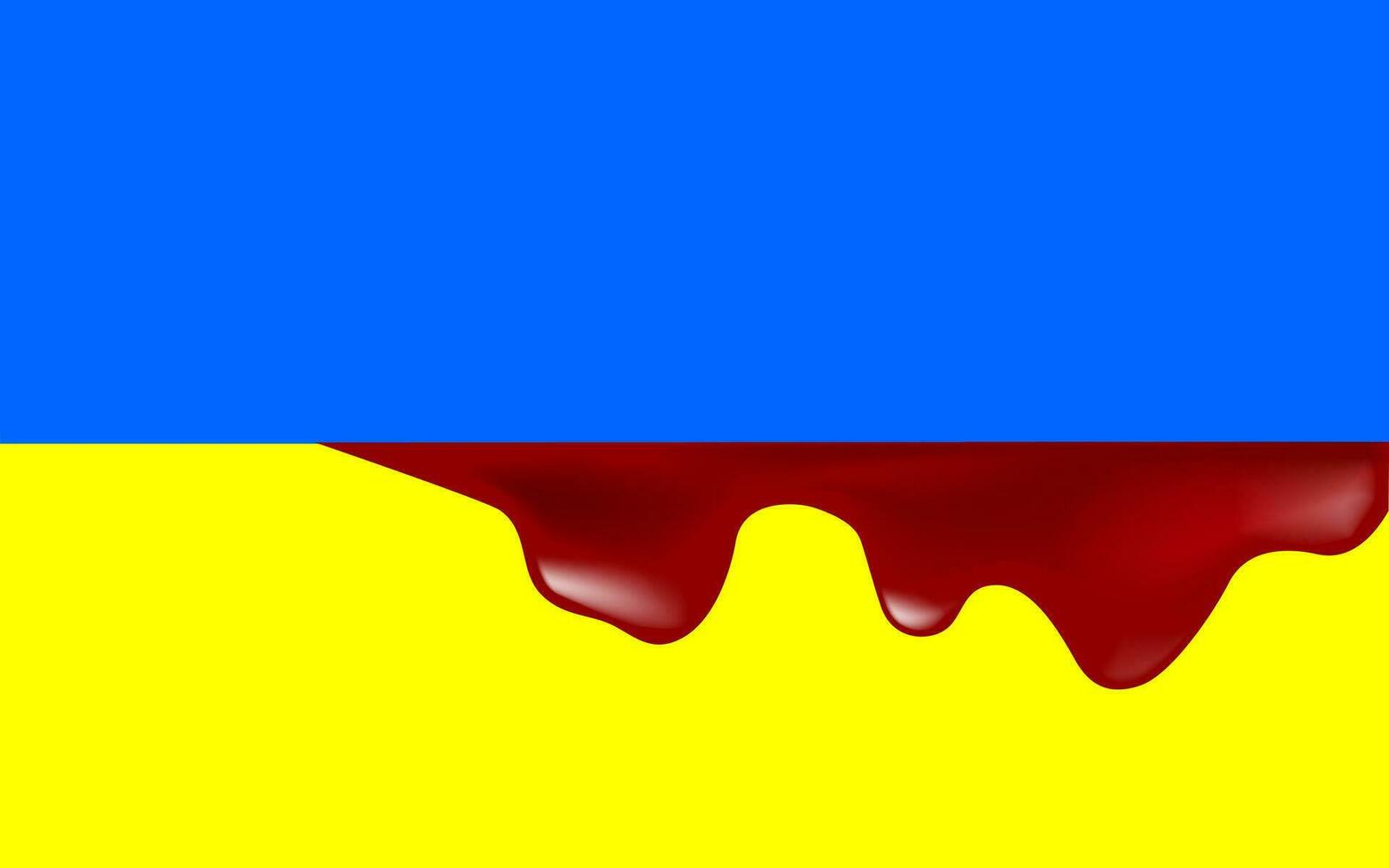 blod på ukrainska flagga, krig i ukraina vektor