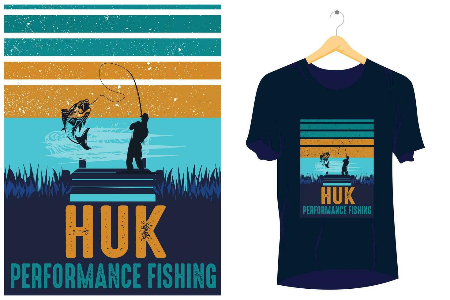huk prestanda fiske t-shirt design mall vektor