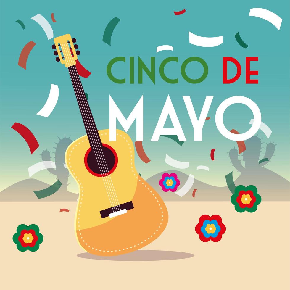 semester cinco de mayo med gitarr vektor