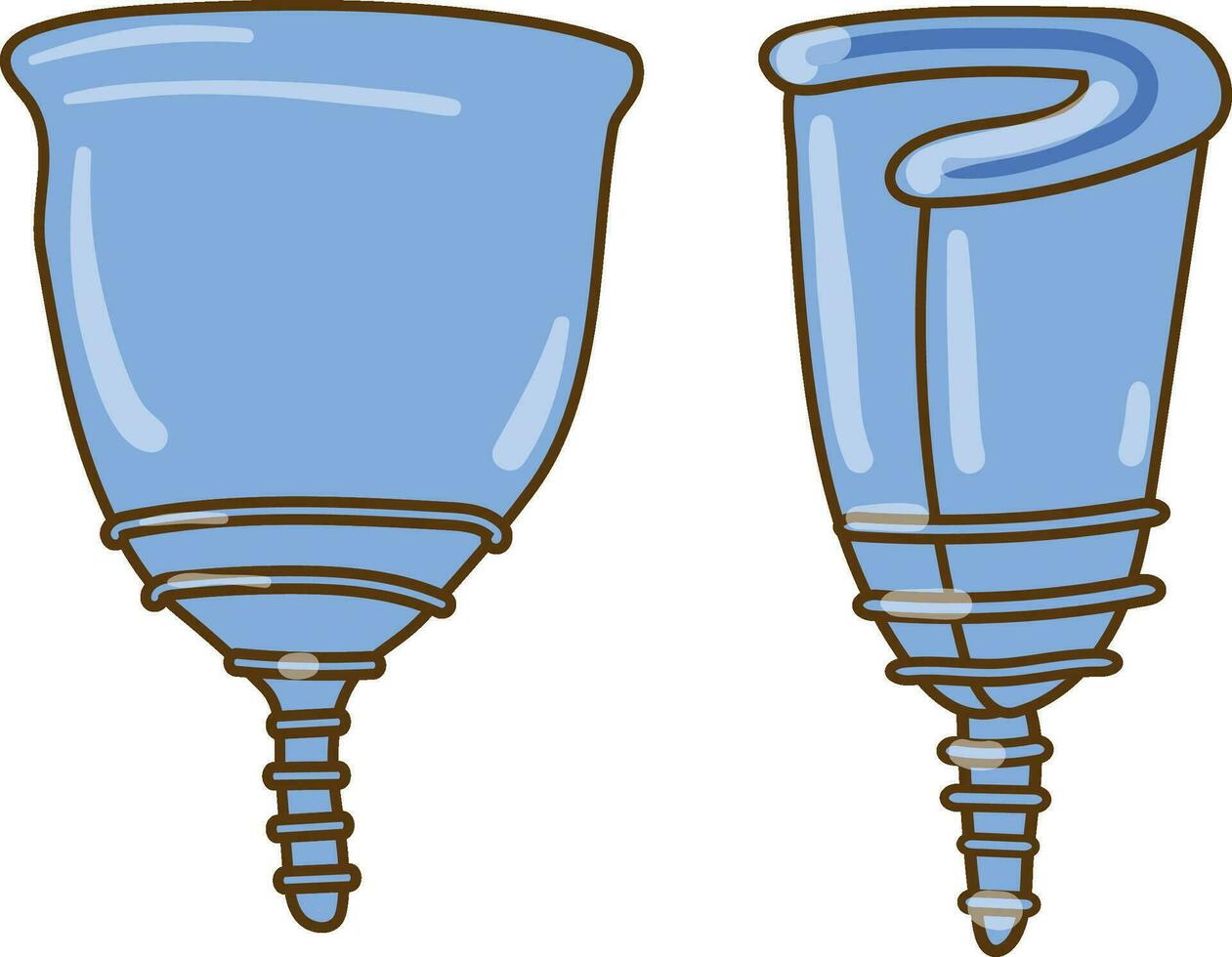 färgad ritad för hand vektor uppsättning illustration handla om menstruations- kopp hopfällbar