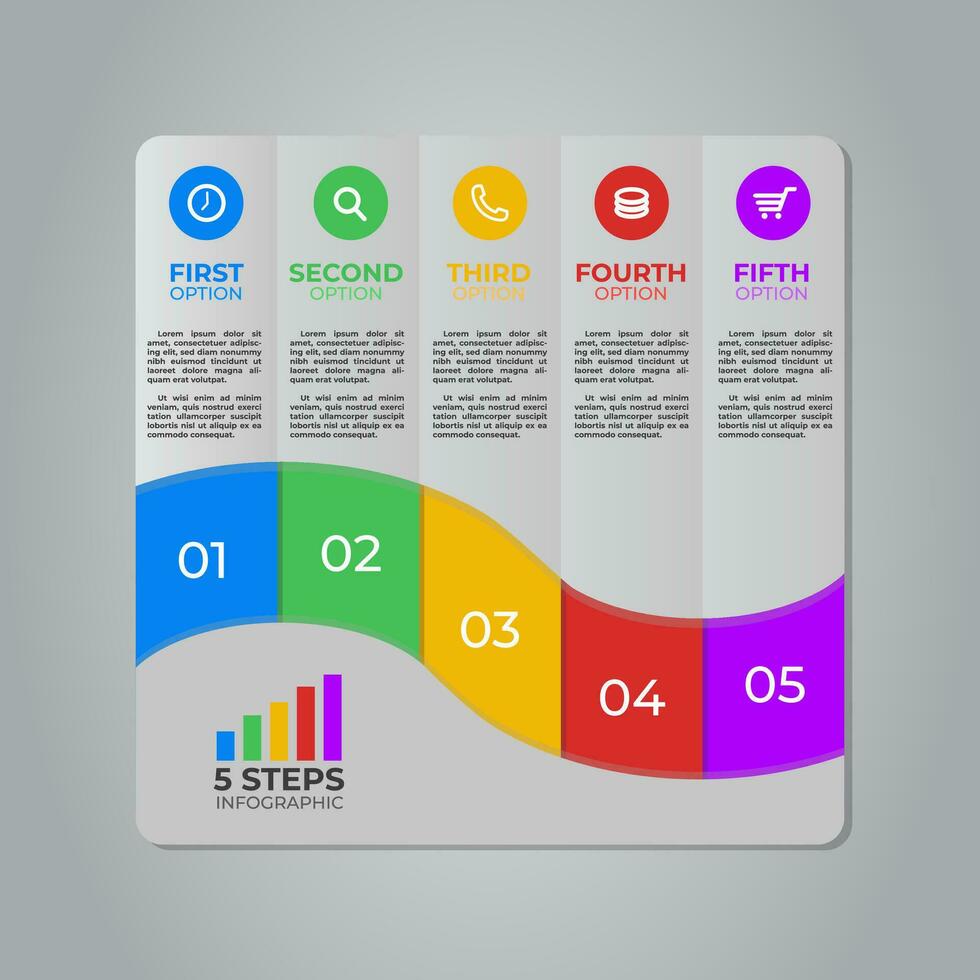 presentation Diagram infographic element, 5 alternativ vektor