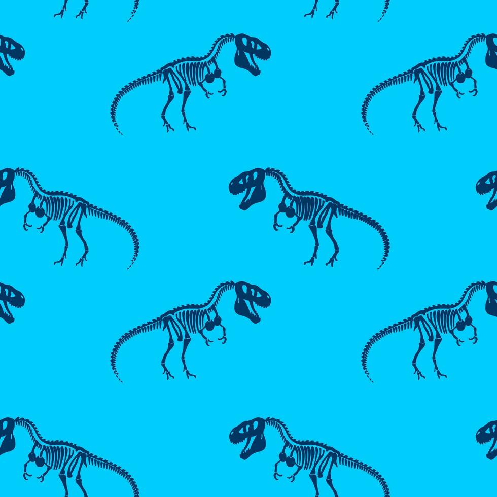 Dinosaurier Skelett Tyrannosaurier nahtlos Muster. Original drucken zum T-Shirts, Textilien, Netz. Blau Hintergrund. vektor