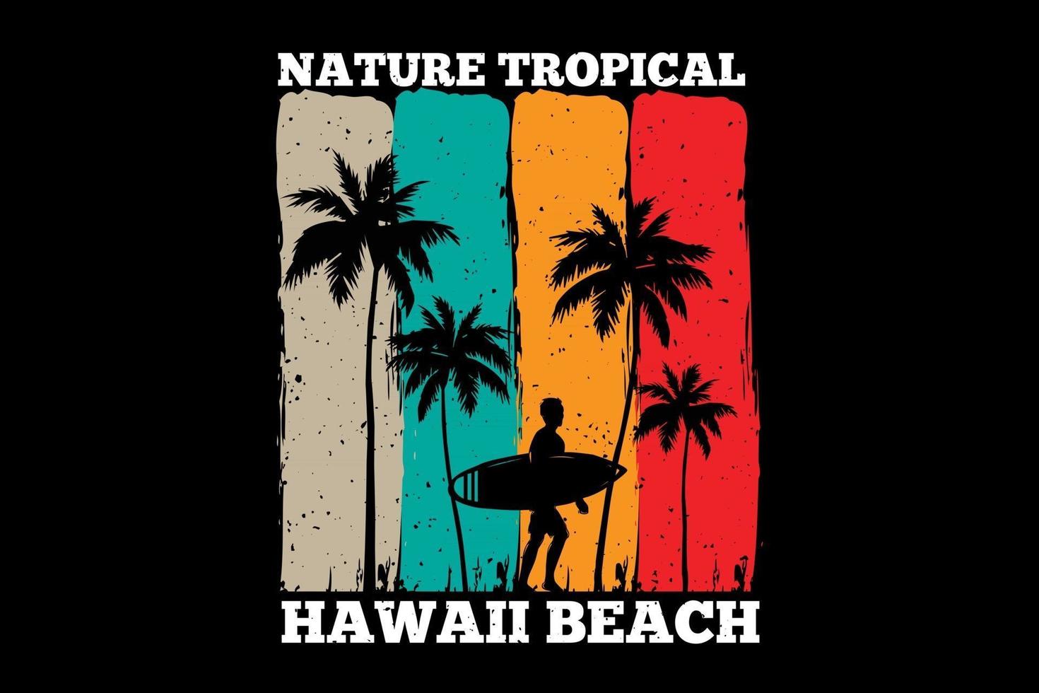 t-shirt natur tropisk hawaii strand solnedgång retro vektor