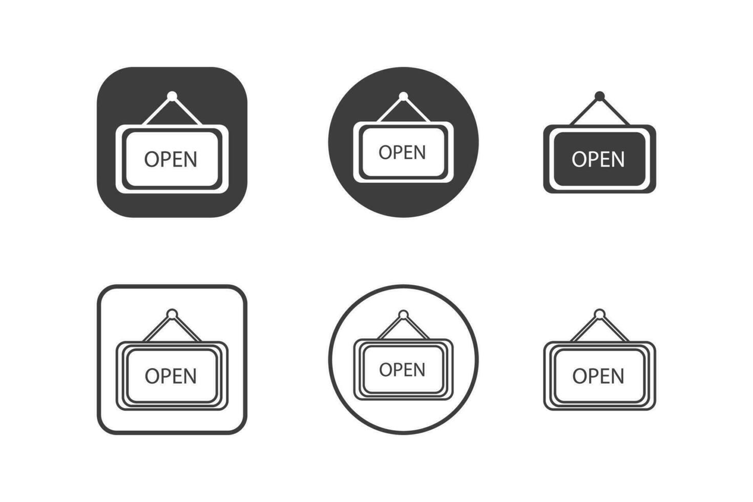 öppen tecken ikon design 6 variationer. isolerat på vit bakgrund. vektor