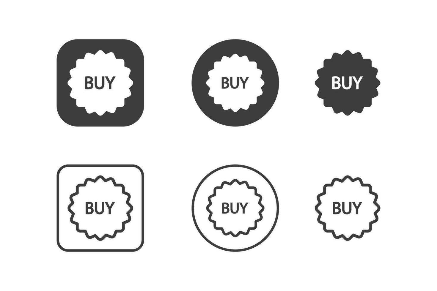 Kaufen Etikett Symbol Design 6 Variationen. isoliert auf Weiß Hintergrund. vektor