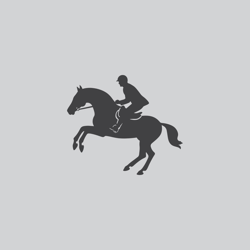 Silhouette von ein Mann Reiten ein Pferd Pferdesport Sport vektor