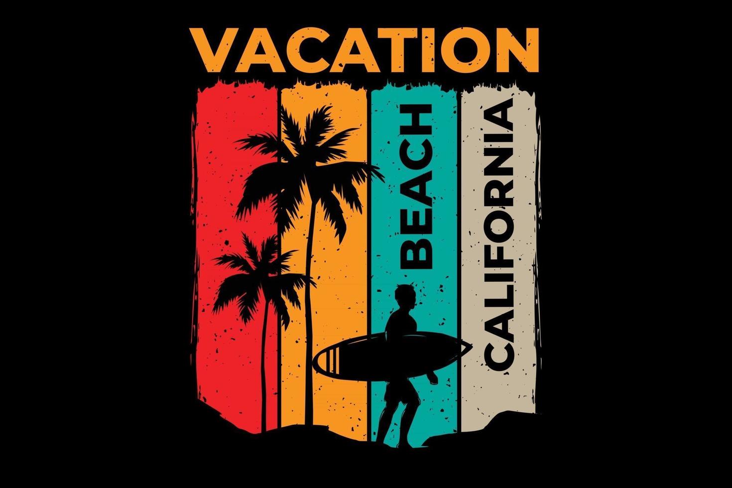 t-shirt semester strand Kalifornien surf retro vintage stil vektor
