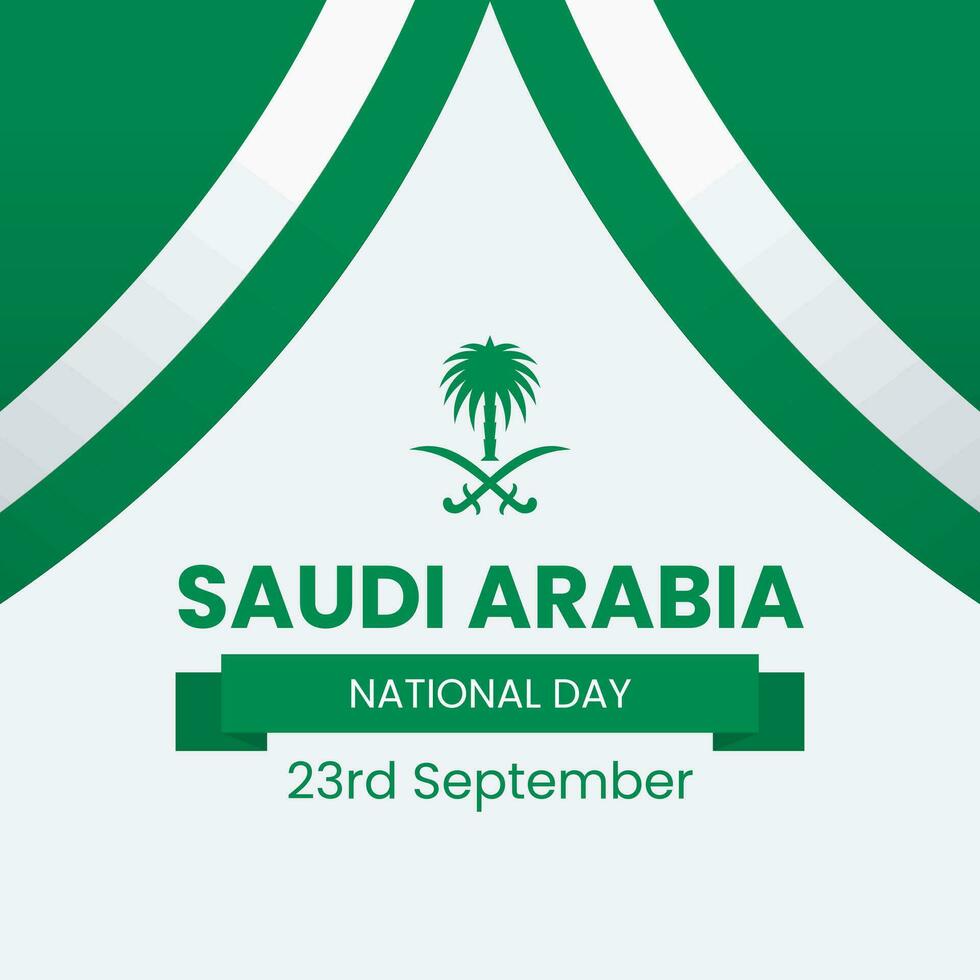 saudi arabien nationell dag baner eller posta mall med flaggor. Lycklig oberoende dag saudi arabien 23: e september. vektor