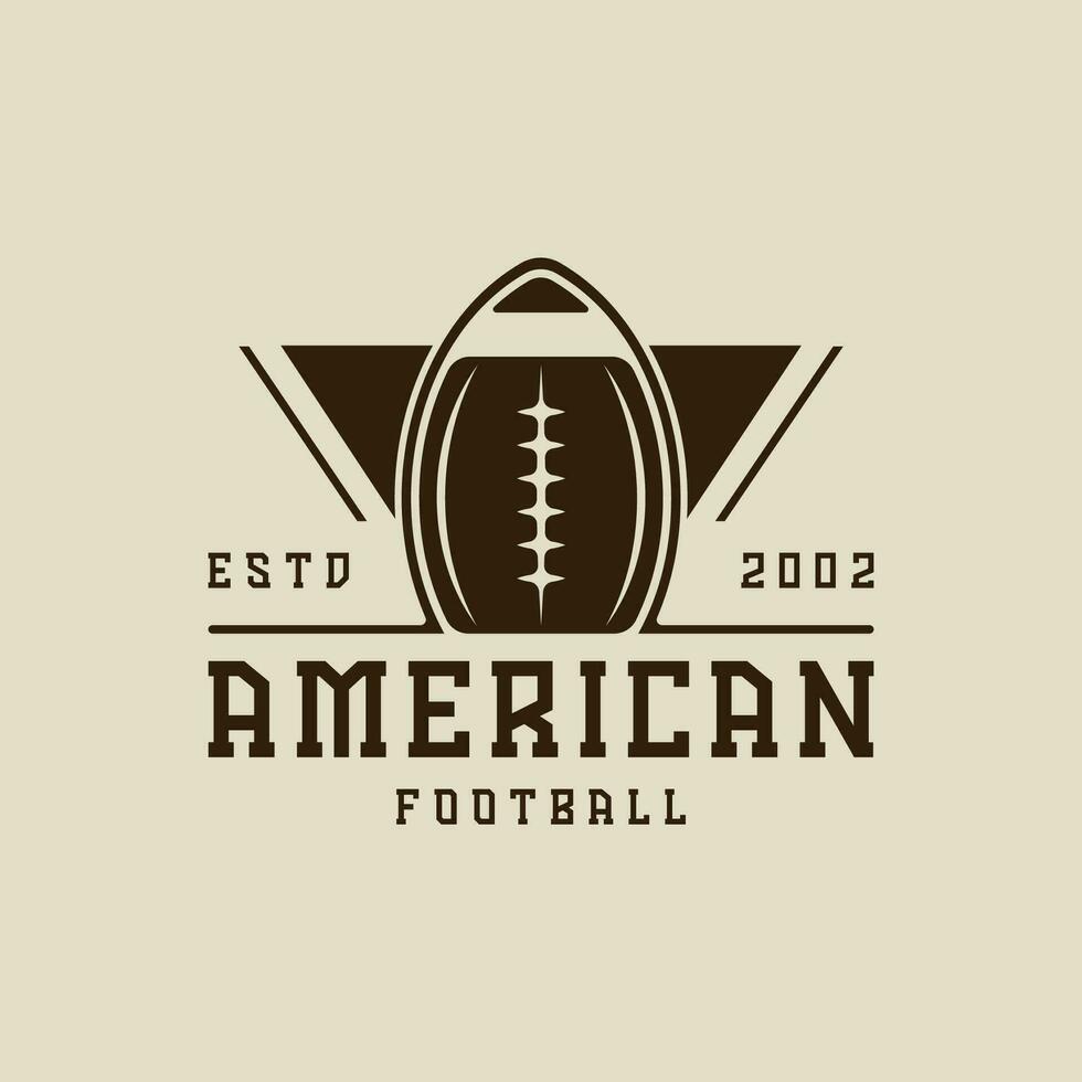 amerikan fotboll logotyp årgång vektor illustration mall ikon grafisk design. sport av boll tecken eller symbol för klubb eller liga begrepp