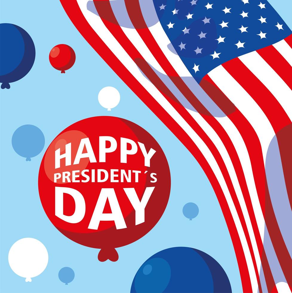 etikett glad president dag, gratulationskort, firande USA vektor