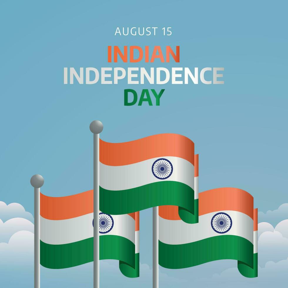 indisch Unabhängigkeit Tag Design Vorlage gut zum Feier. indisch Flagge Illustration. Flagge Design. eben Design Vorlage. vektor