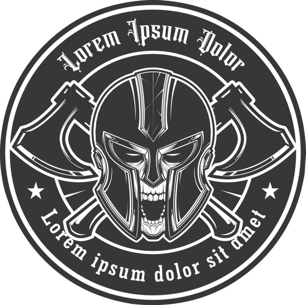 Schädel mit Sparta Helm Emblem Logo Vektor Illustration