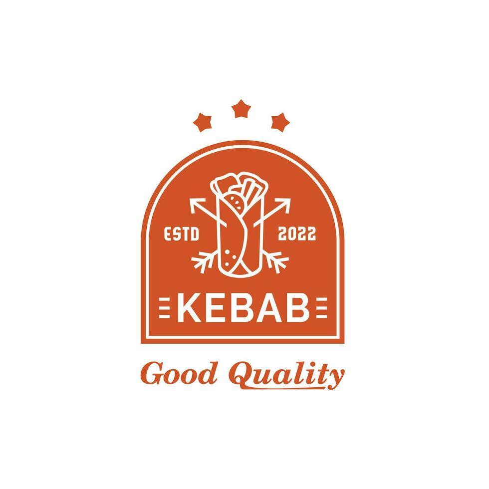 Jahrgang Logo Vektor Minimalis Kebab zum Essen und Cafe