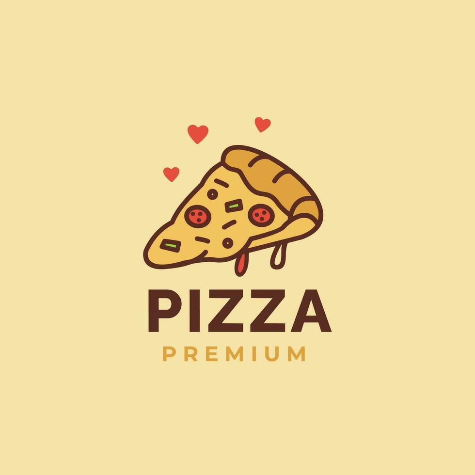 süß Pizza Logo Maskottchen Vektor Symbol Illustration. Essen Karikatur eben Stil geeignet zum Restaurant