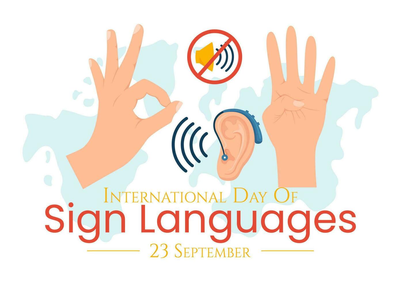 International Tag von Zeichen Sprachen Vektor Illustration mit Menschen Show Hand Gesten und Hören Behinderung im eben Karikatur Hand gezeichnet Vorlagen