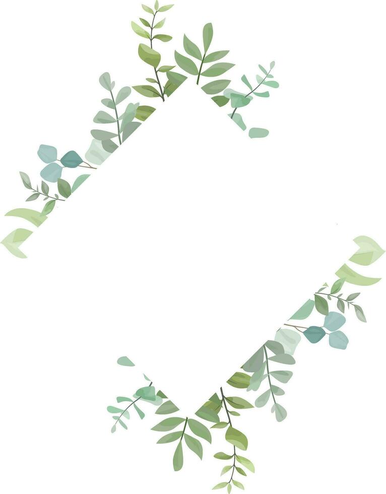 blad ram med vild löv och eukalyptus löv vektor