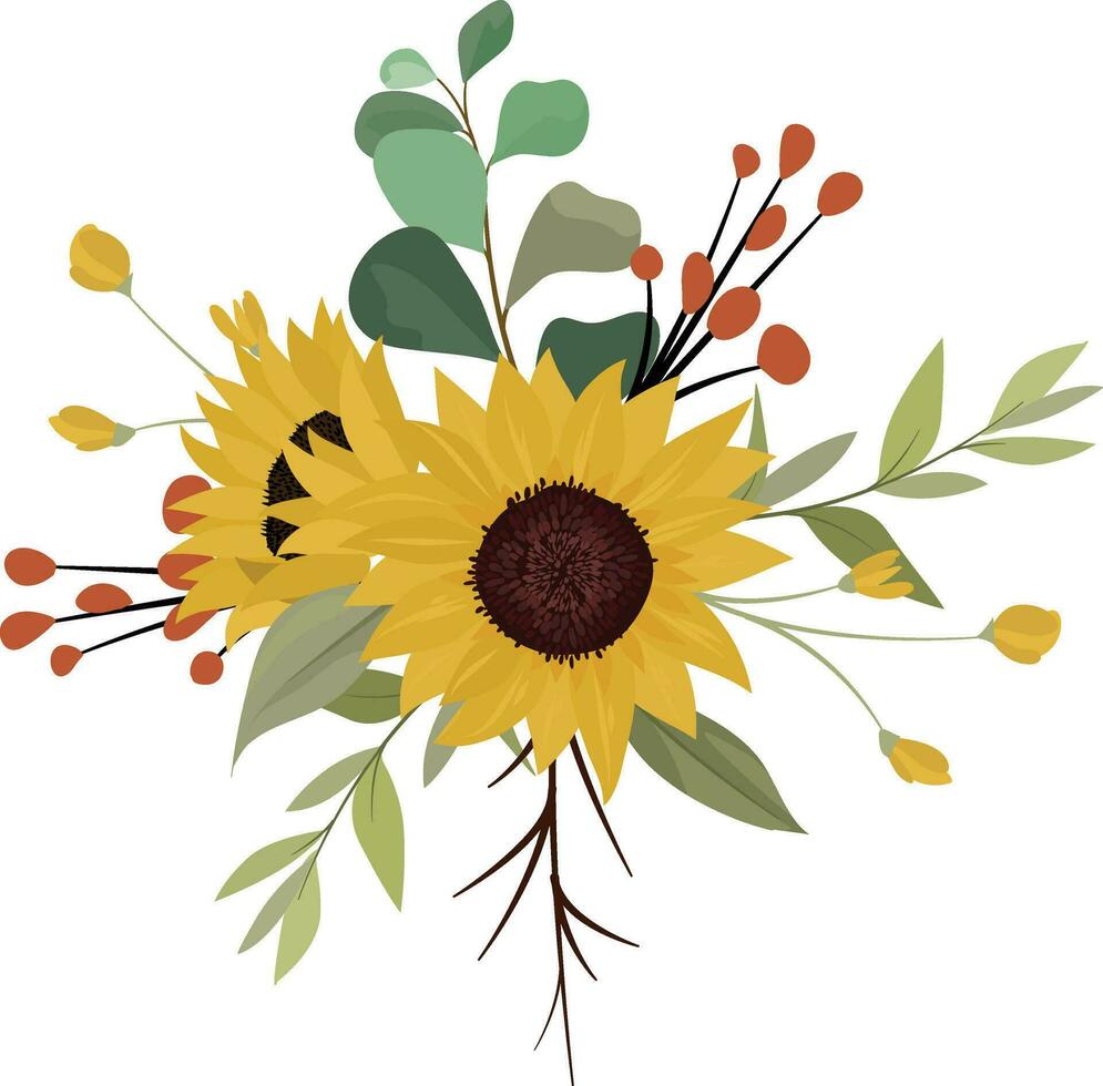 Clip Art Kranz mit mit Sonnenblumen und Blätter vektor