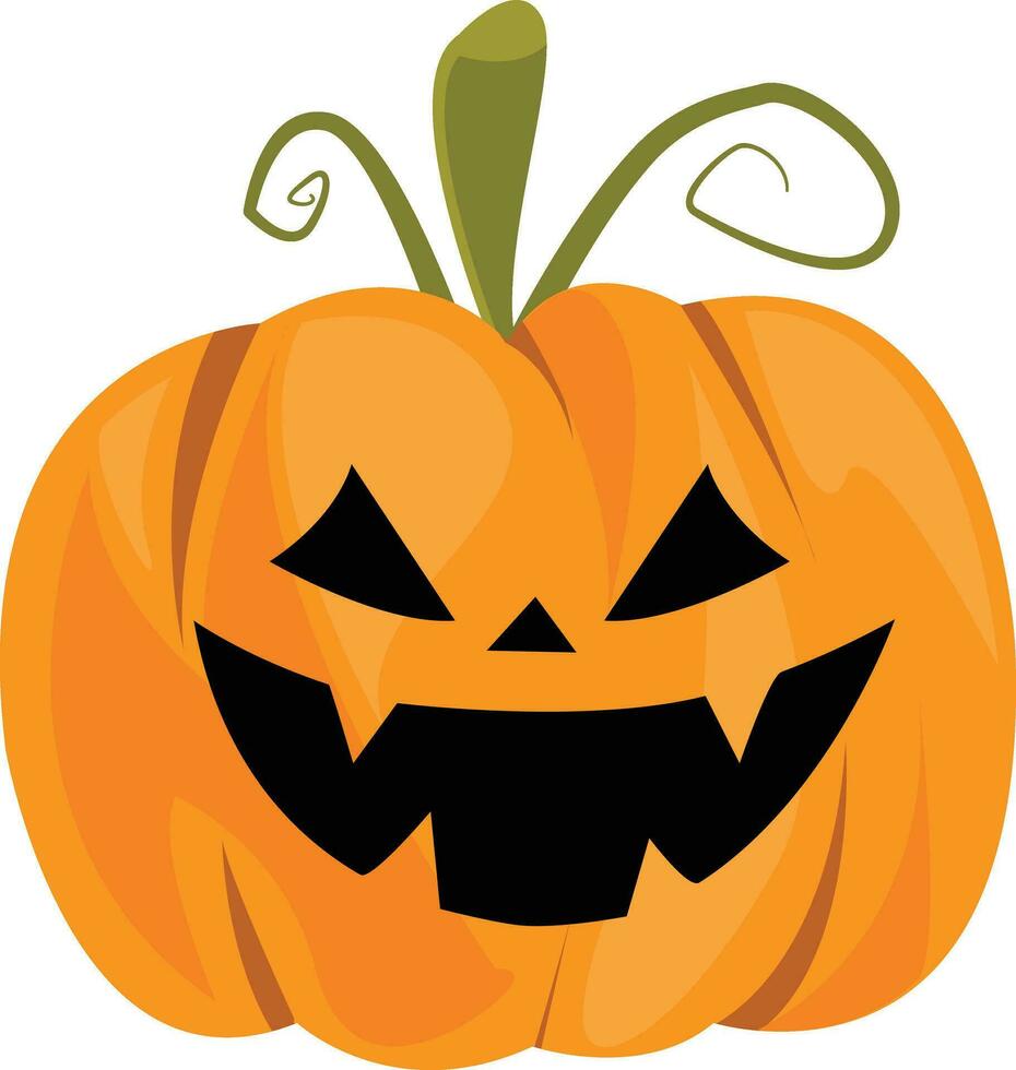 Halloween Kürbis Symbol. Halloween unheimlich Kürbis mit Lächeln Herbst Symbol. Orange Kürbis Silhouette isoliert auf Weiß Hintergrund. vektor
