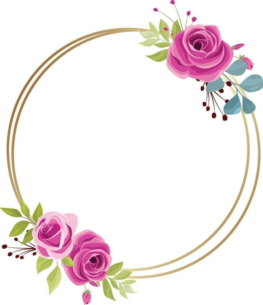 Hochzeit Rahmen mit schön Rose Strauß Dekoration vektor