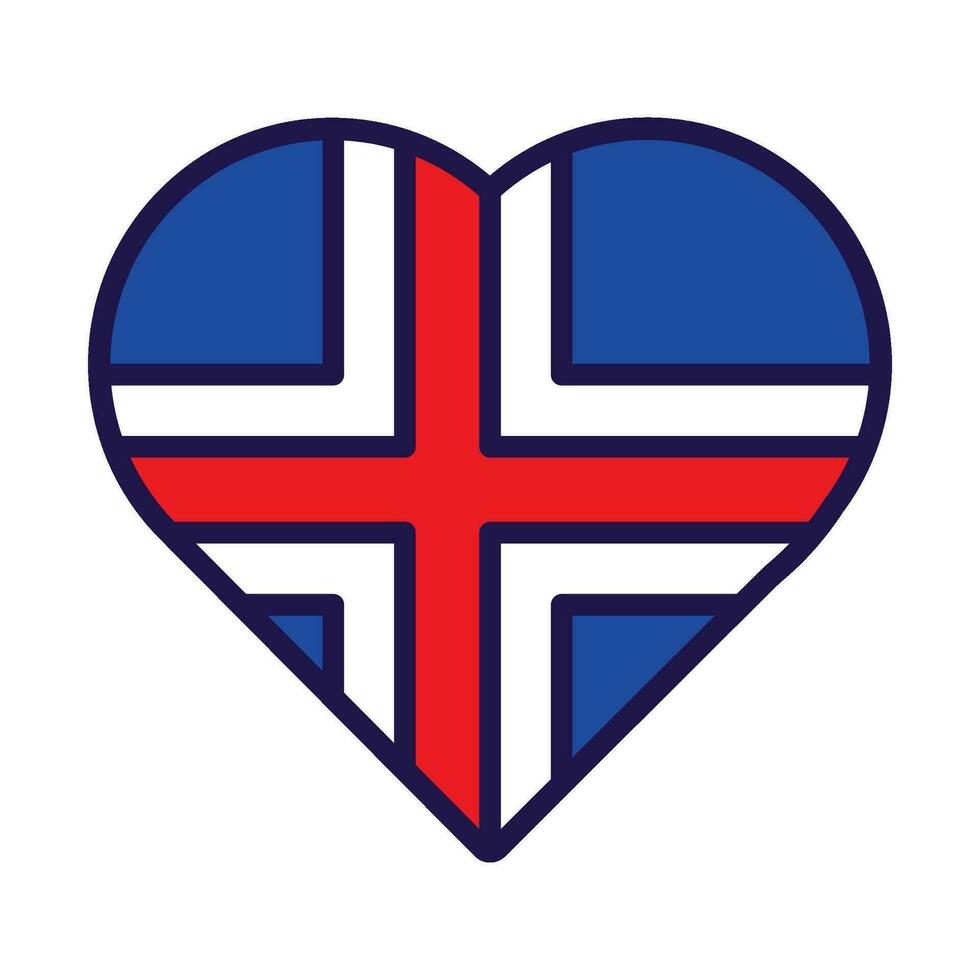 island flagga festlig patriot hjärta översikt ikon vektor