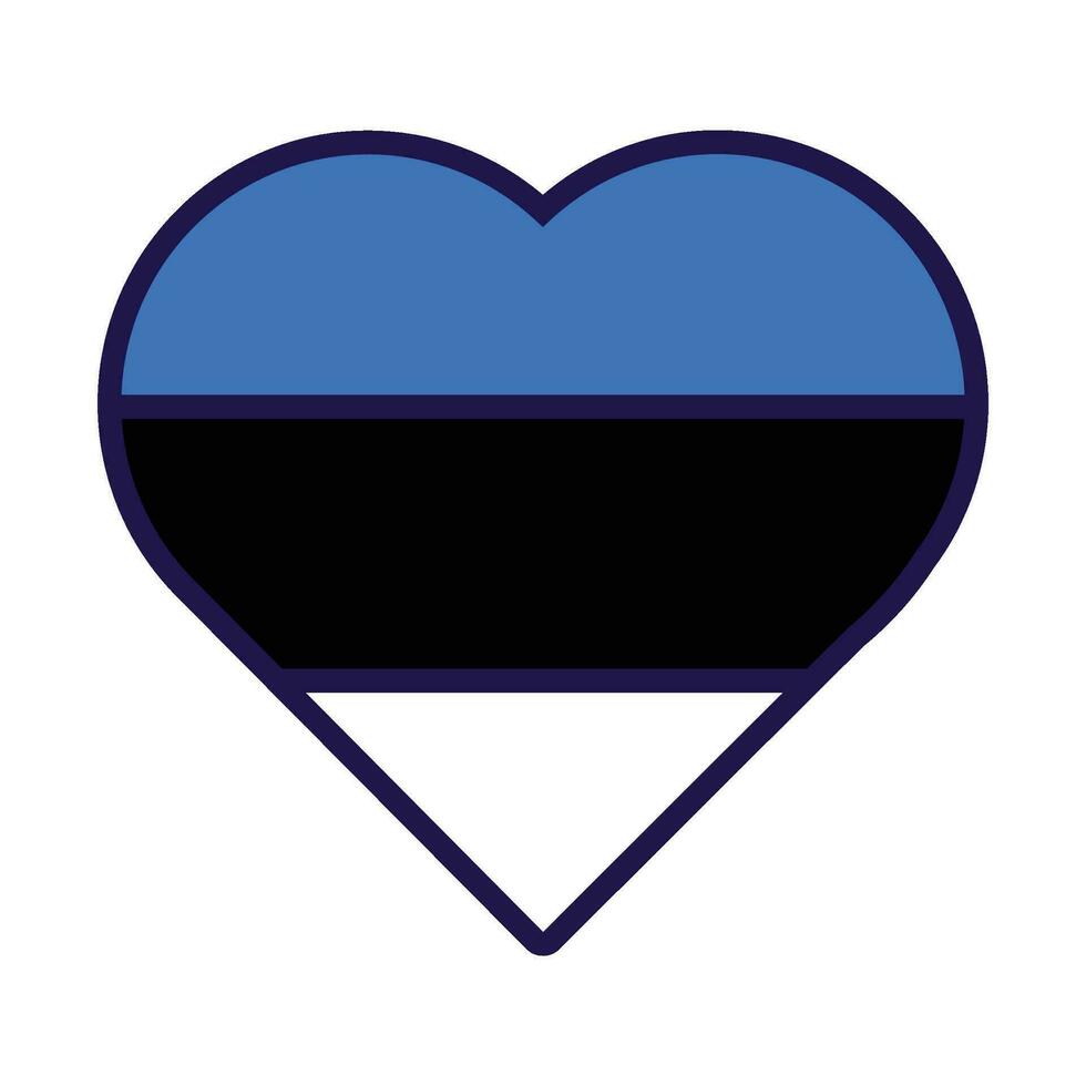 estland flagga festlig patriot hjärta översikt ikon vektor
